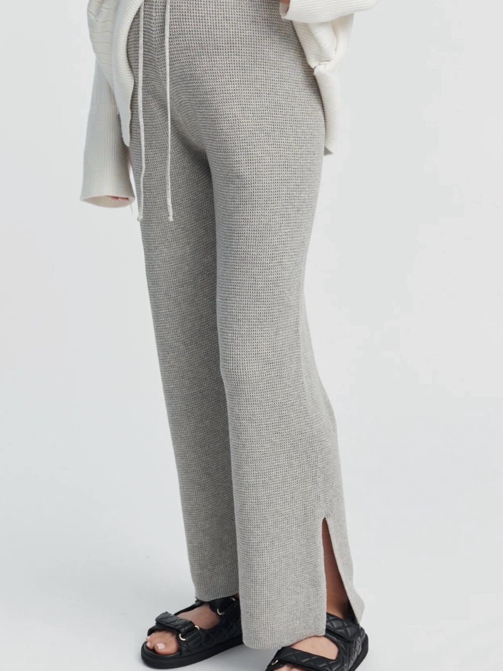 Legoe Heritage Maternity Knit Wide-Leg Lounge Pants in *Black*